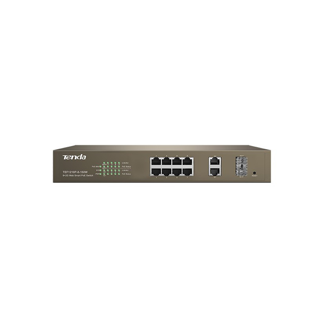 Tenda 8FE+2GE+2SFP Web Smart 123W PoE Switch